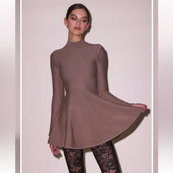 Fleur du Mal LONG SLEEVE FLARED CORSET, Latte, Small - Picture 2 of 8